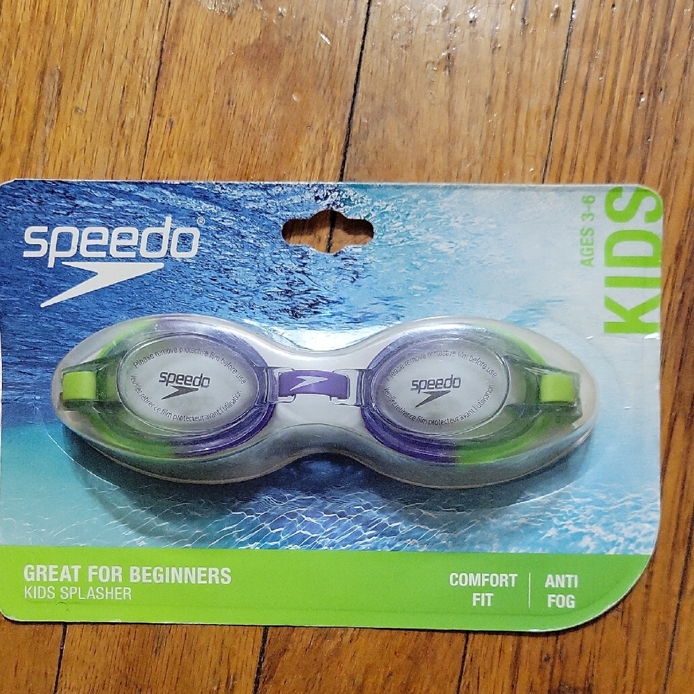 Speedo Goggles Great For Beginners Comfort Fit Anti Fog Ages 3-6 Purple Clear